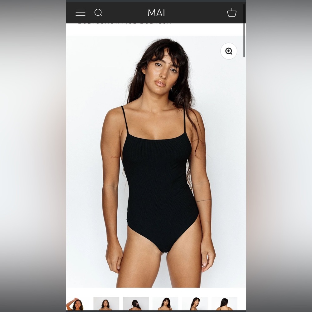 Mai Swimwear Mod One Piece, Ribbed (Black, Large)